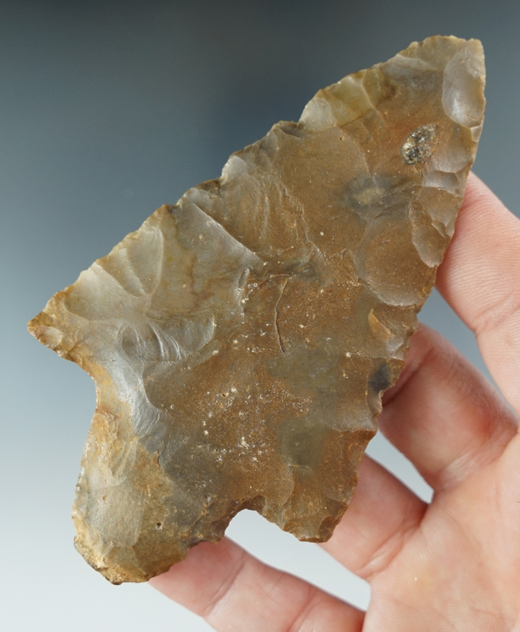 Heavily patinated 4 1/8" Adena Knife found in Grayson Co., Kentucky.