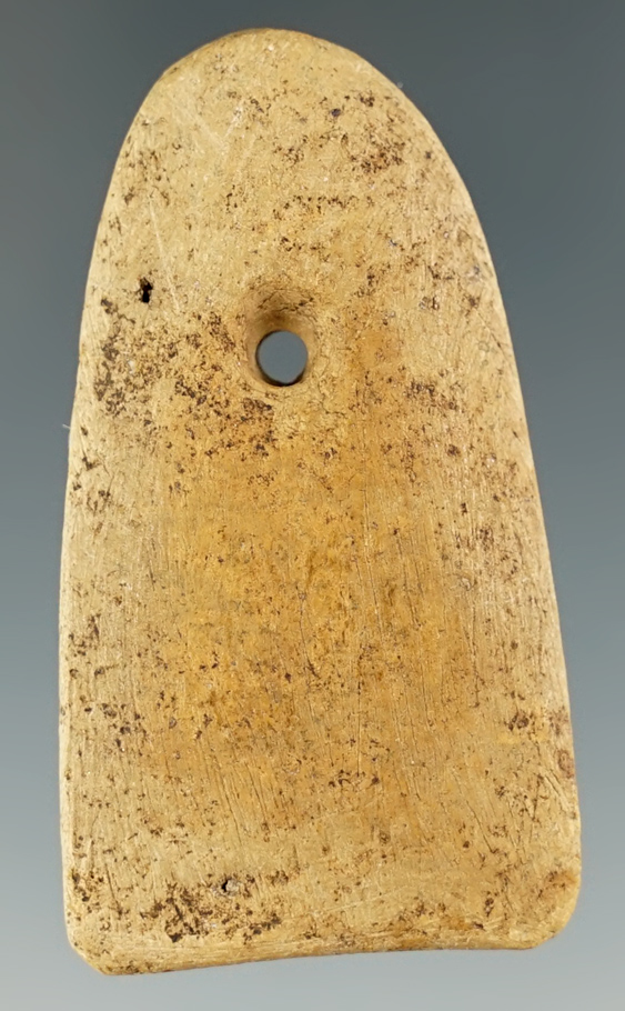 Miniature 2" Mississippian Pendant made from tan Limestone. Found in Paulding Co., Ohio.