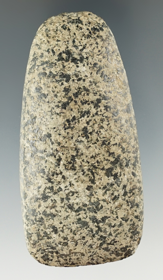 3 5/16" Celt made from highly polished granite in excellent condition. Found in Ohio.