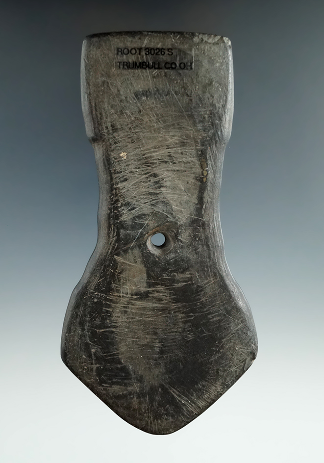 4 15/16" Hopewell Pentagonal Pendant made from Slate, found in Trumbull Co., Ohio. Ex. Jerre Wall