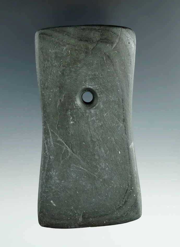 4 1/8" Adena Bell Pendant found in 1961 on the Joe French Farm in Clark Co., Ohio.