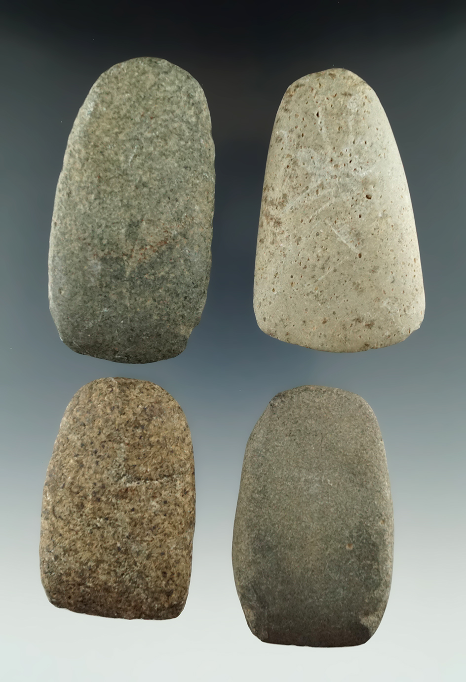 Nice group of four Ohio Celts, largest is 3 1/8". All are in nice condition.