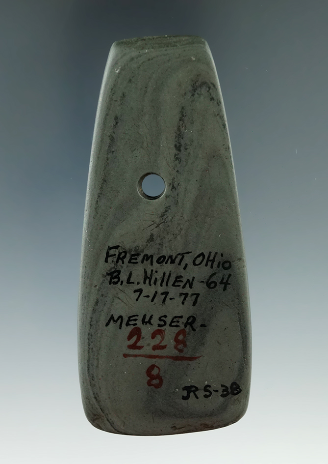 3 1/4" High grade Hopewell Pendantfound near Fremont, Ohio. Ex. Dr. Gordon Meuser #278/8.