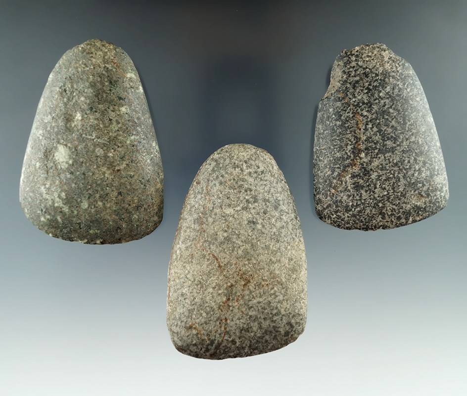 Set of three nice Adzes found in Ohio in very good condition. Largest is 3 1/8".