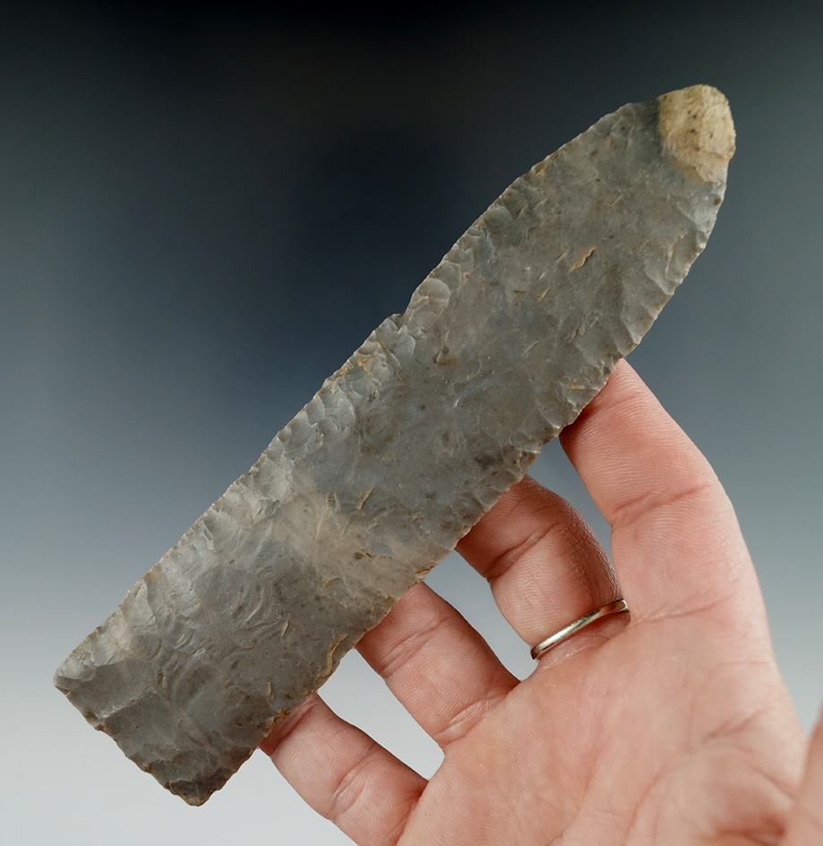 Exceptional 5 7/8" Paleo Lanceolate nicely made from Hornstone - South Bend, Indiana. COA.