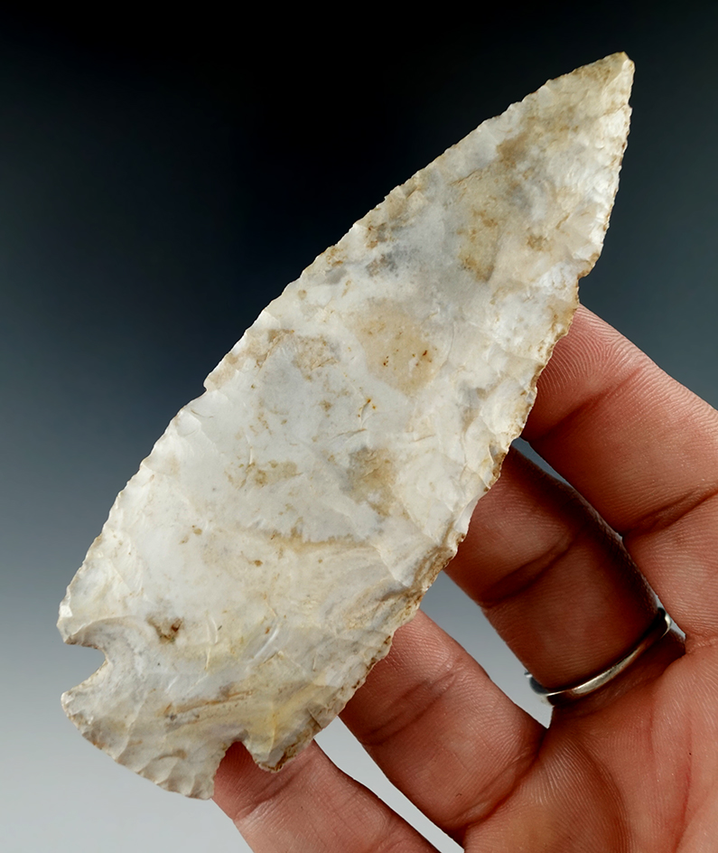 3 15/16" Short stemmed Hardin - Jefferson City Chert found in Missouri. Perino COA.