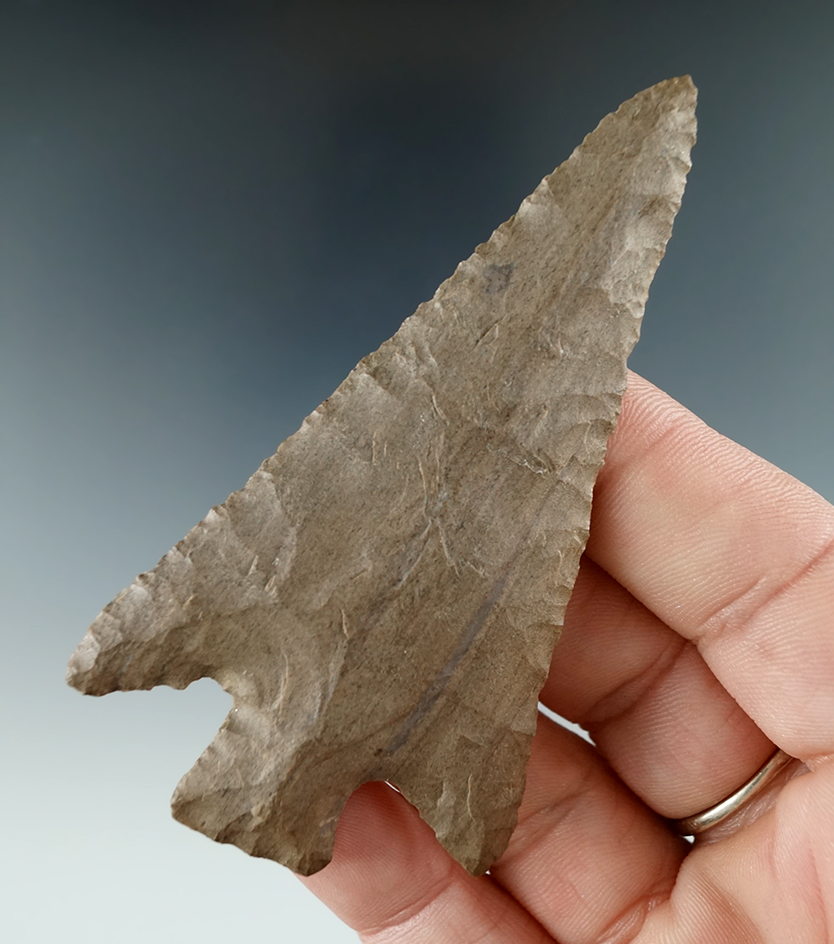 Incredible flaking 3 5/16" Cotaco Creek -Dover Flint - Decatur Co., TN. Bennett and Davis G-9 COAs.