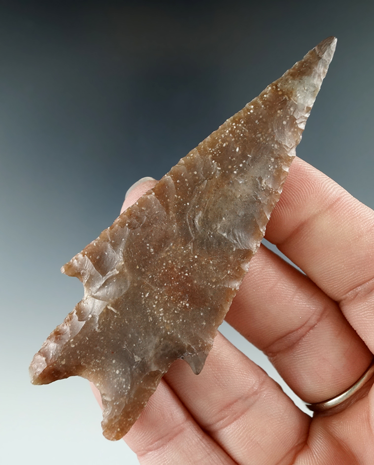 3 5/16" Pedernales - beautiful material with minor restoration to the tip in one year. Found in Texa