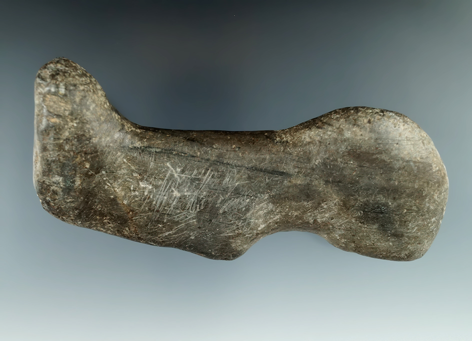 Large 5 5/8" longSlate Birdstone Preform found on the Drook farm in Grant Co., Indiana.