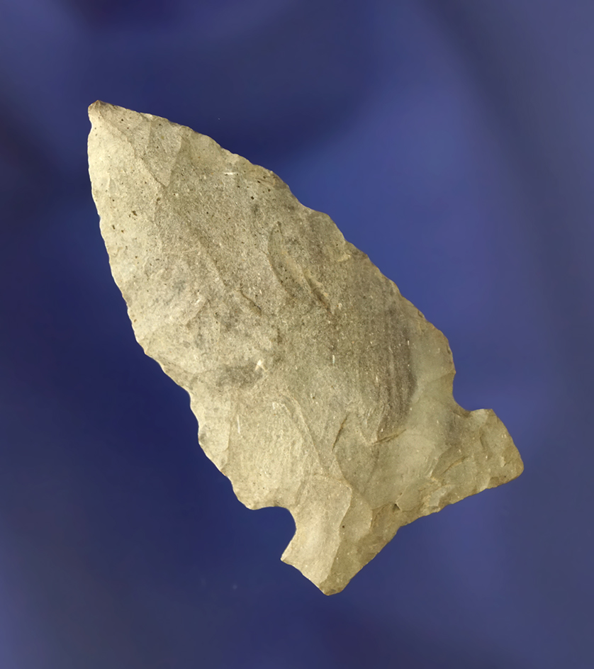 2 1/8" Intrusive Mound point found in Richland Co., Ohio. Ex. Don Beer, Hooks collections.
