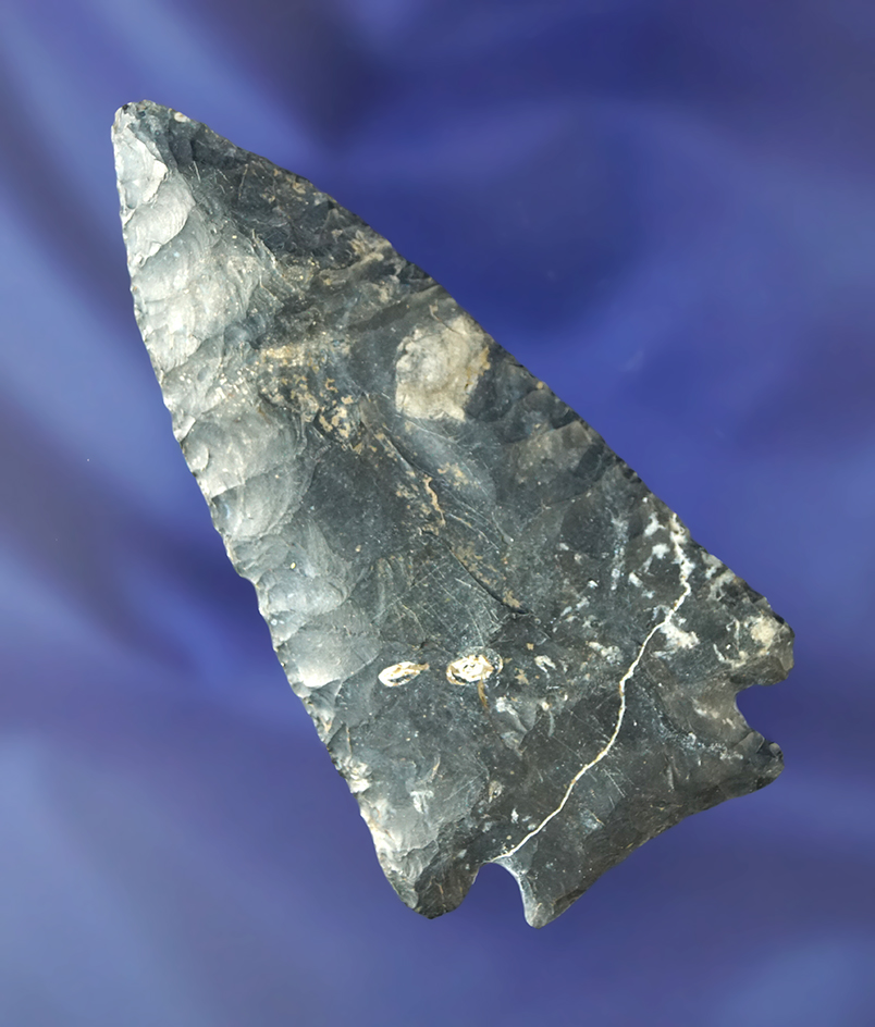 3 1/8" Coshocton Flint Decatur Fractured Base found in Darke Co., Ohio. See Description.