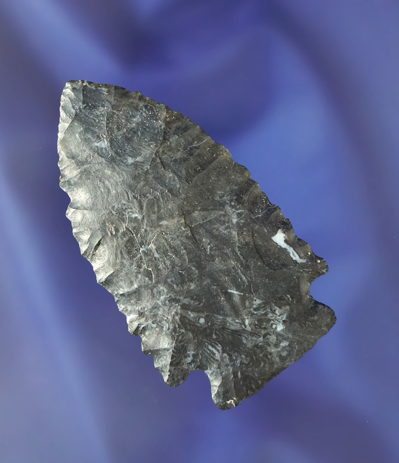 2 5/8" nicely made Coshocton Flint Archaic Cornernotch found in Coshocton Co., Ohio.