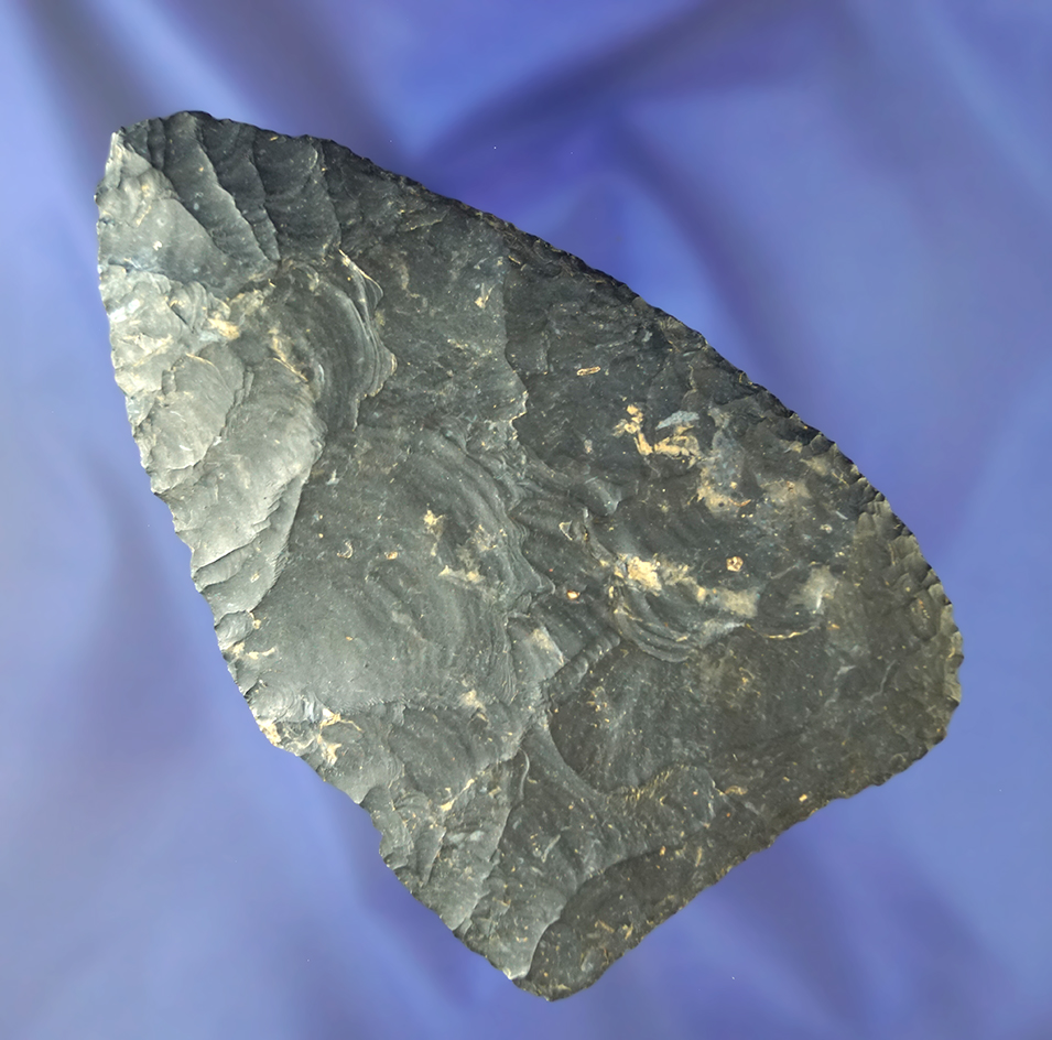 4 1/2" Paleo Blade made from Coshocton Chert found in Ohio that is thin and very well made.