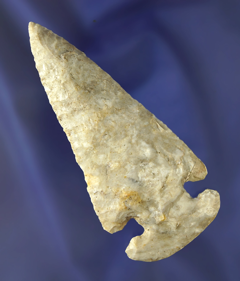 3 3/4" Archaic Thebes E- Notch with one restored ear found in Fairfield Co., Ohio.