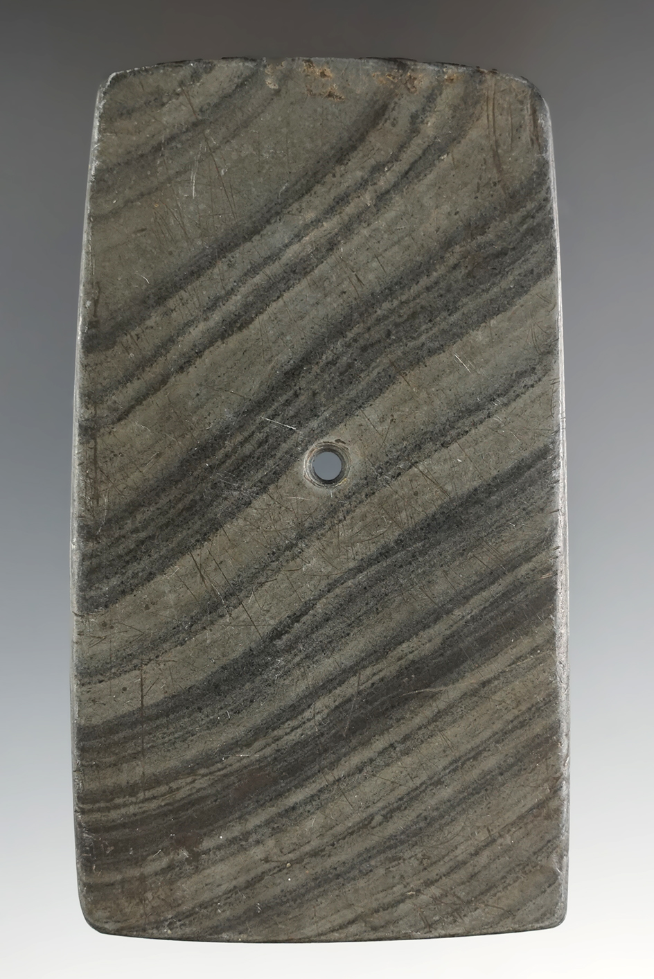 3 7/8" Hopewell Rectangular Pendant found in Erie Co., Ohio. Pictured in Who's Who #10, page 254.  C