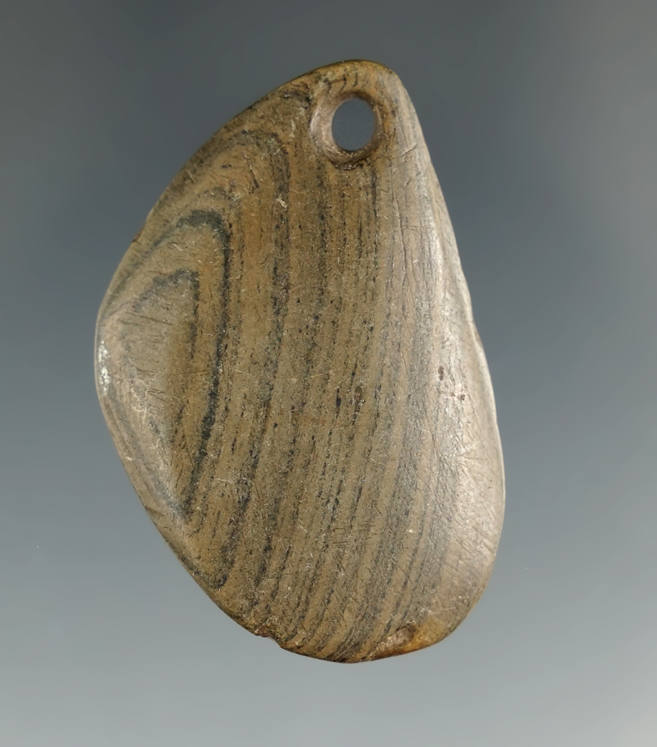 1 9/16" Miniature Mississippian Pendant found in Ripley Co., Ohio. Ex. Howard Payne, W. Joseph Wrigh