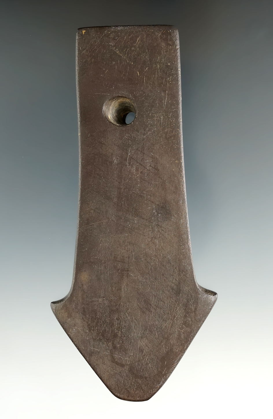 4 1/2" Adena Anchor Pendant made from Slate, found in Seneca Co., Ohio. Ex. Gary Aeh (#37), Howard J