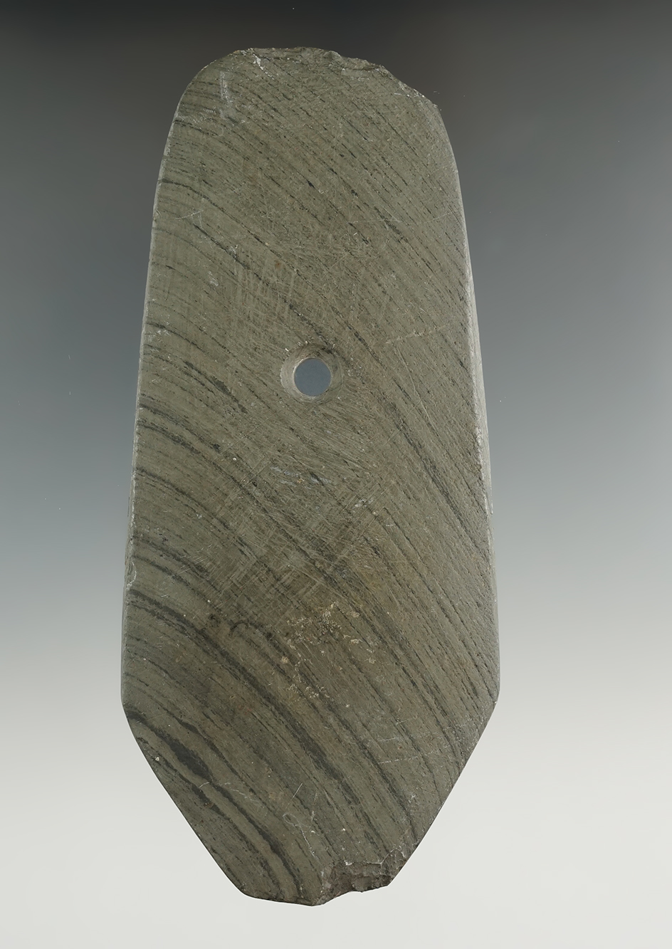 5 3/8" Hopewell Coffin Pendant found in Cuyahoga Co., Ohio. Pictured in Who's Who #8, page 111.