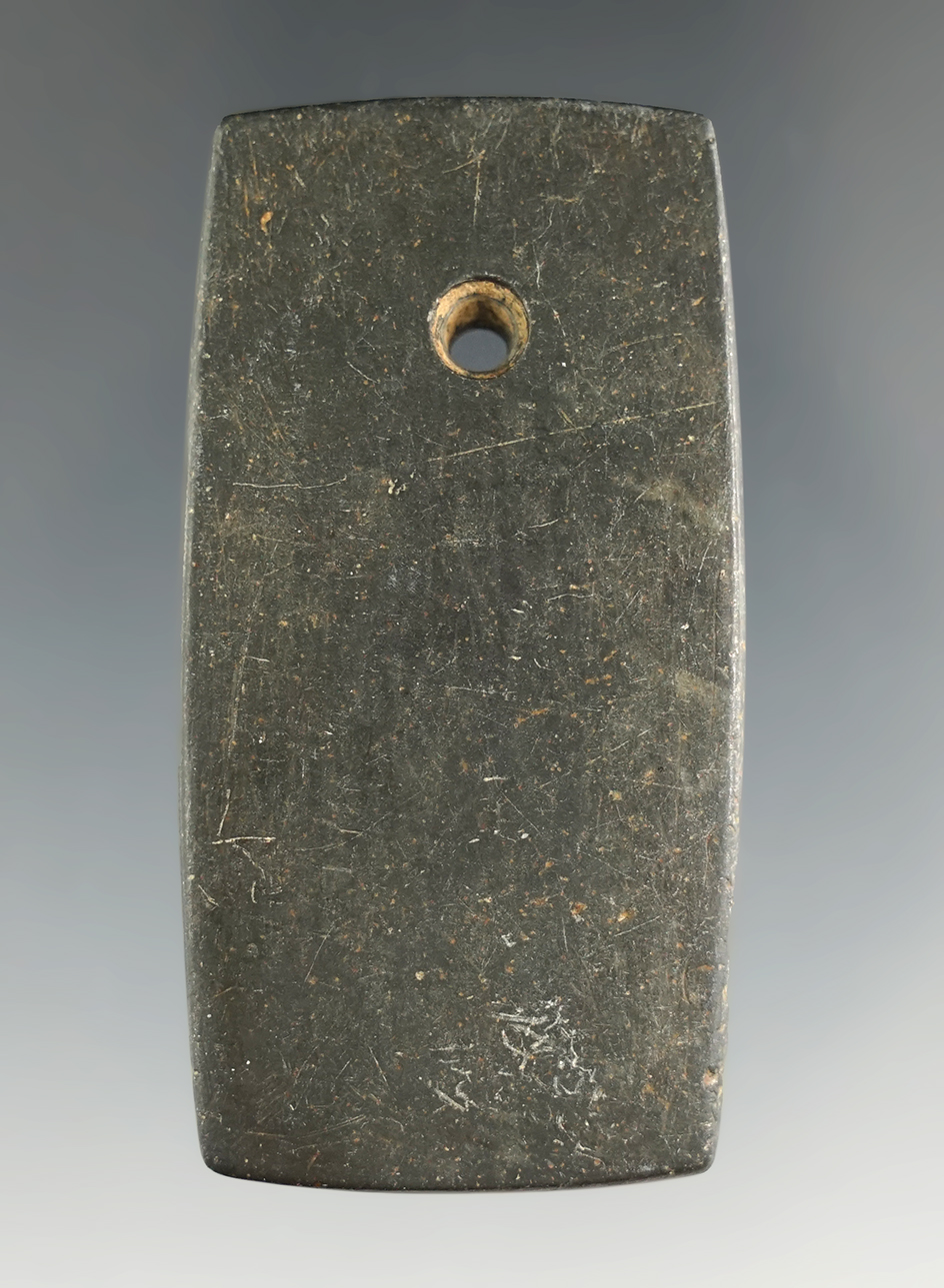 2 1/4" Mississippian Miniature Rectangular Pendant found in Huron Co., Ohio. Pictured in Ohio Arch.