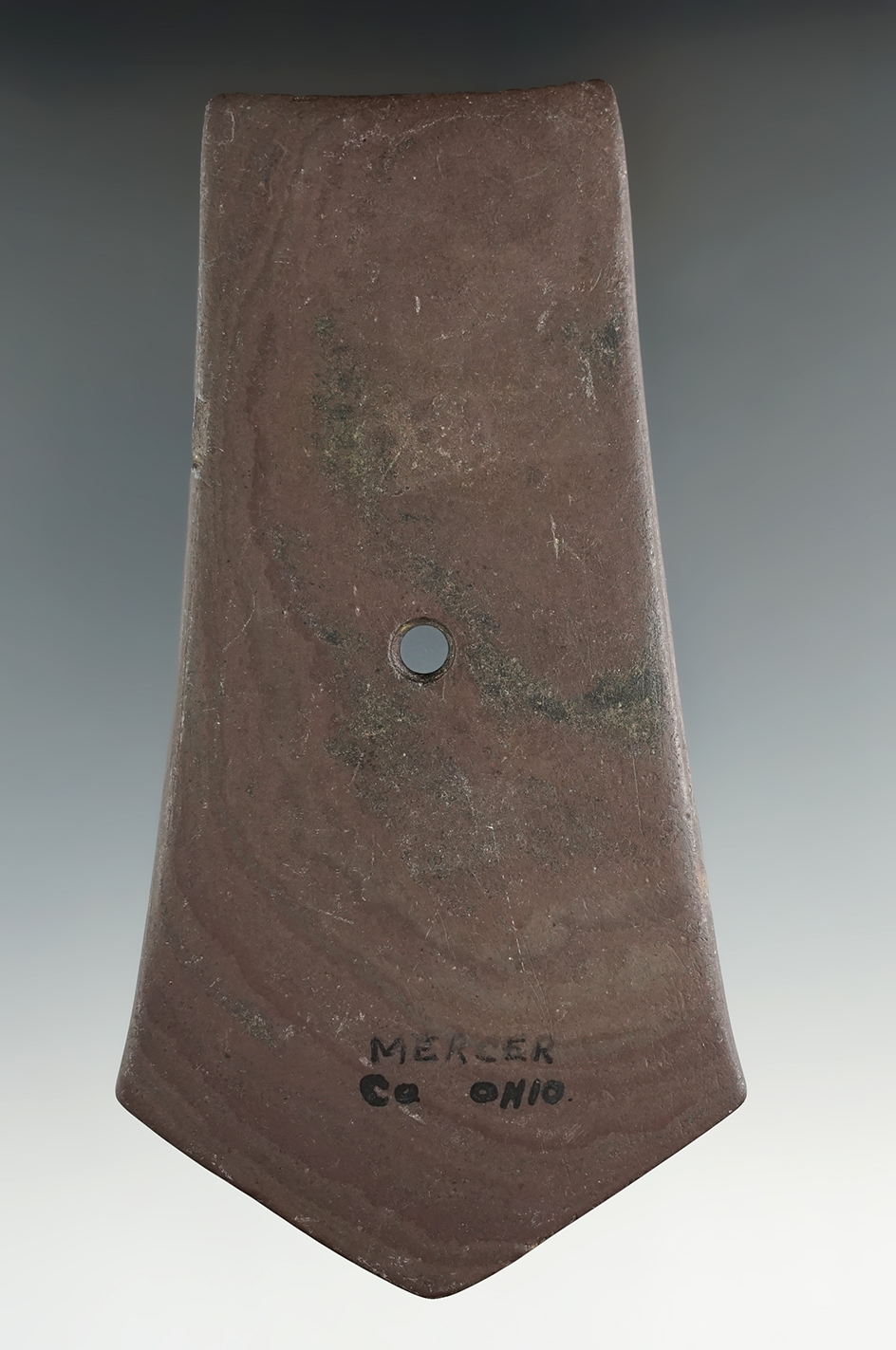 5 1/16" Hopewell Pentagonal Pendant found in Mercer Co., Ohio. Pictured in Who’s Who #2 & #8.