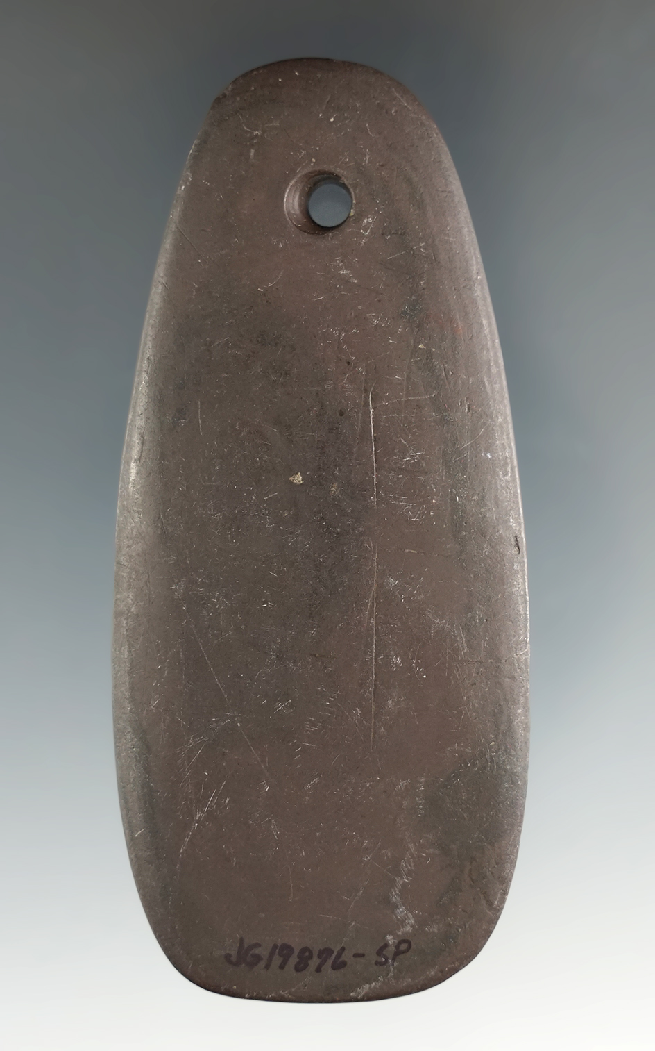 3 5/16" Hopewell Trapezoidal Pendant found in Franklin Co., Ohio. Pictured in Who's Who #2, page 83.