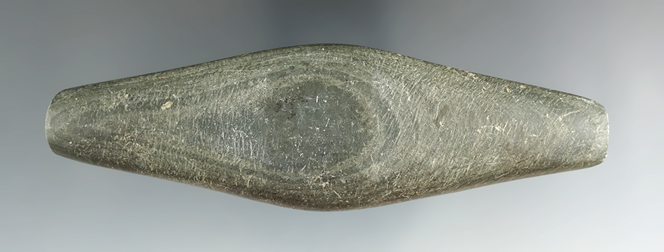 5 1/8" Undrilled Adena Expanded Center Gorget found in Preble Co., Ohio.