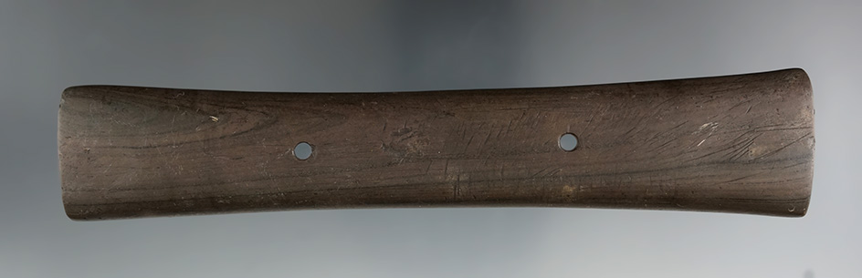 6 3/8" Glacial Kame Elongated Constricted Center Gorget found in Richland Co., Ohio.