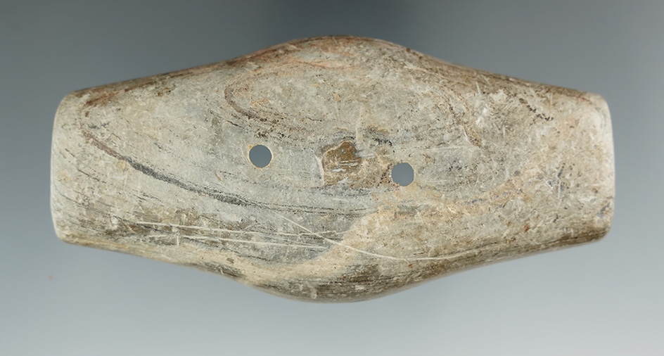 4 1/8" Adena Expanded Center Gorget found  in Baughman Twp., Wayne Co., Ohio. Ex. Mike Thursby.