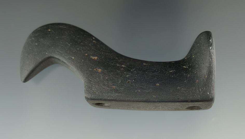 Well made 3 3/8" Glacial Kame Birdstone found in Jay Co., Indiana. Ex. Jack Roberts, Earl Townsend.