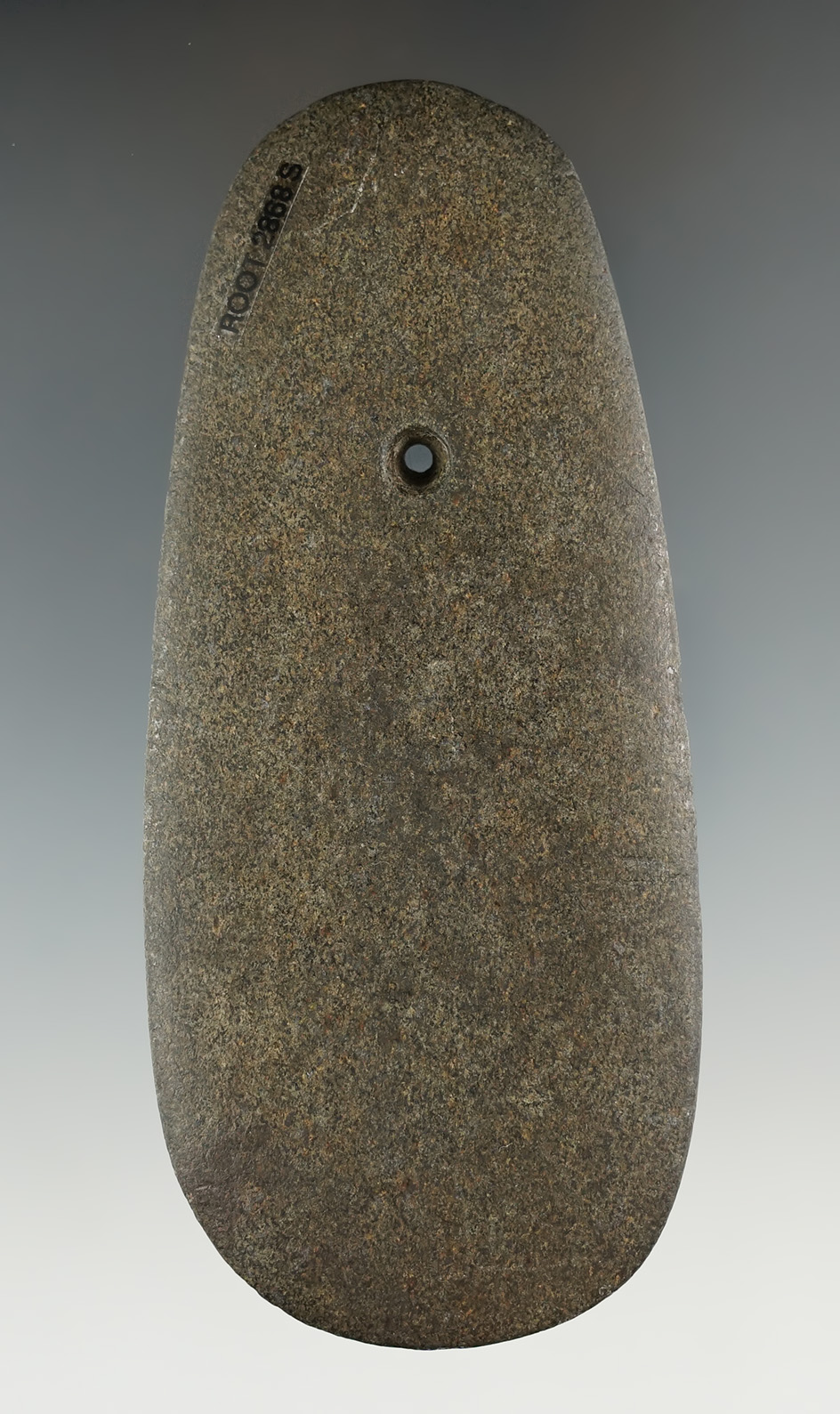 4 7/16" Intrusive Mound Trapezoidal Pendant made from Hardstone, found in Miami Co., Ohio.
