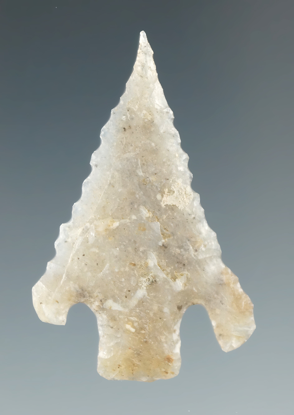 Museum grade 1 3/4" Shumla found in the Southbend area of Texas. Ex. Tom Davis, Wall.