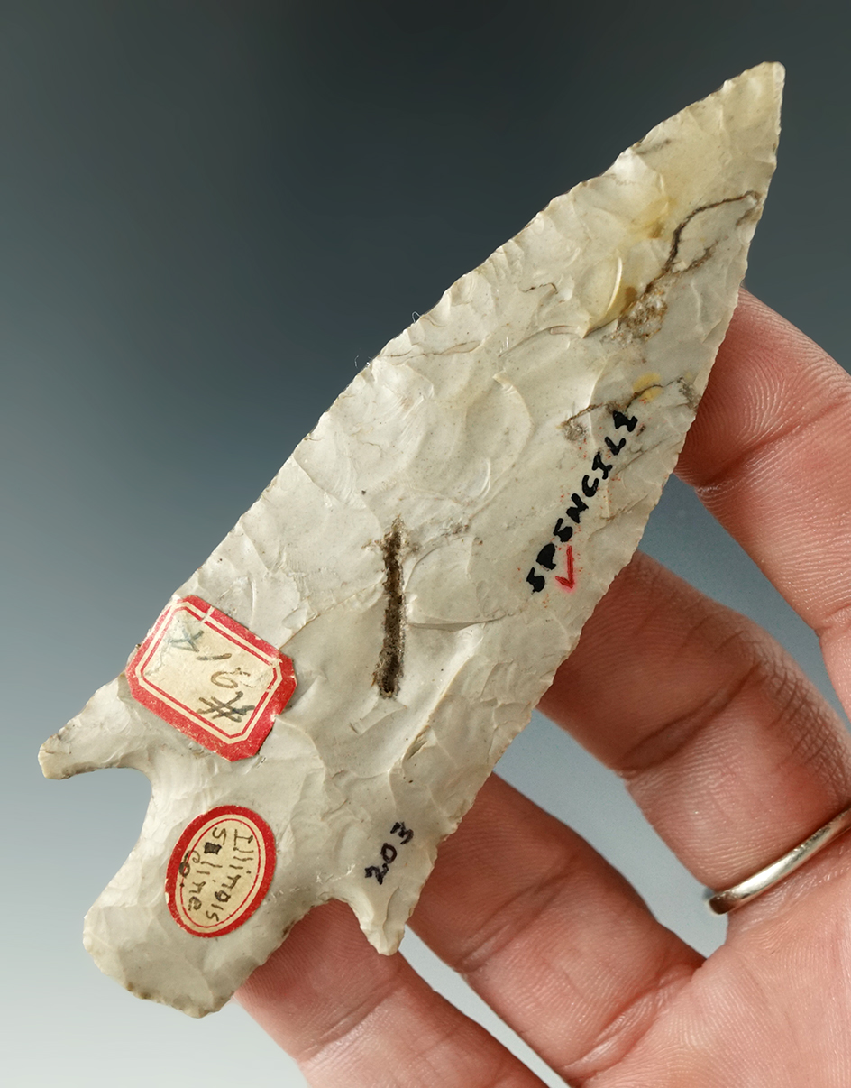 3 13/16" Mehlville found in Saline Co., Illinois. Ex. Mel Wilkins, Steve Warden. Jackson COA.