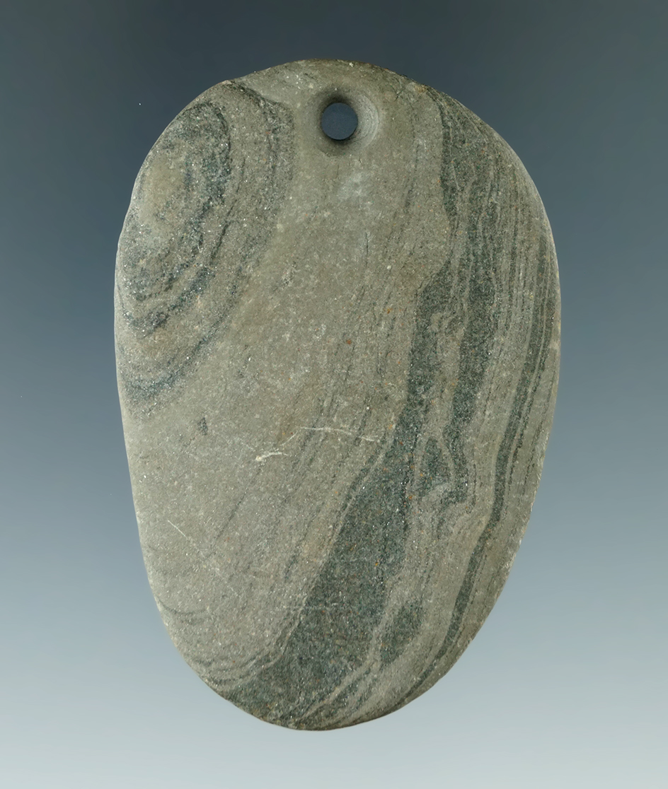 2 3/8" slate Pendant found in Delaware Co., Ohio.
