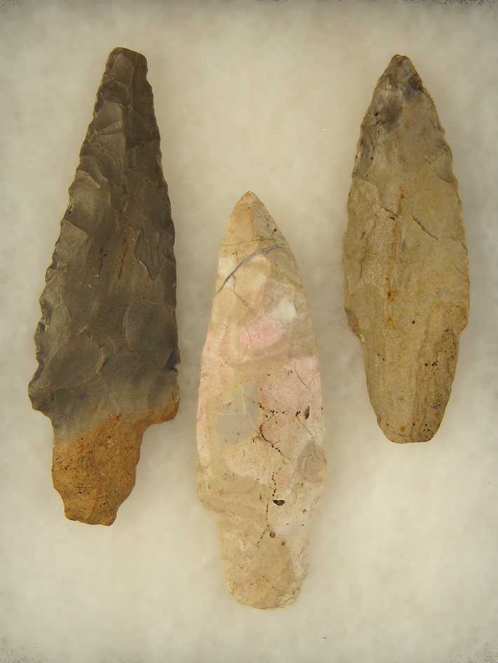 Set of 3 Adena Points from the frame of Norm Archer Adenas, pictured. Largest is 4 1/16".