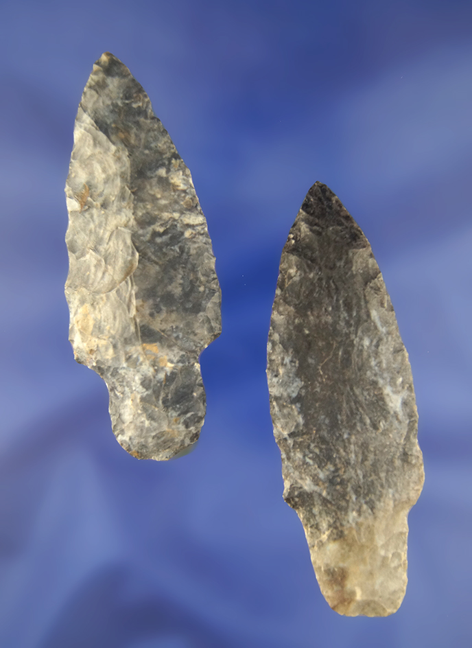 Pair of Adena Points from the frame of Norm Archer Adenas, pictured. Largest is 3 5/8".