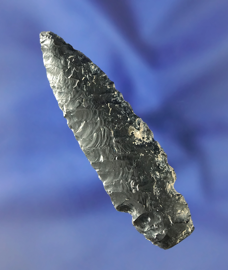 2 1/8" heavily patinated and well styled obsidian Nightfire found in Oregon.