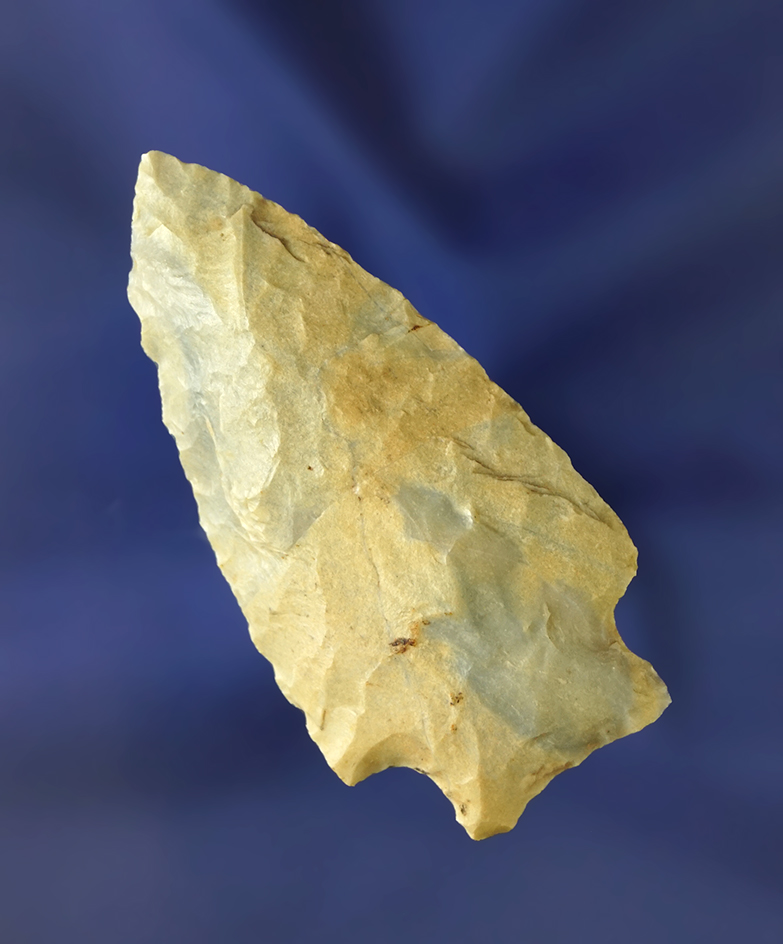 2 1/4" Weak Stemmed Point - a rare Ohio type found by Jack Hooks in Richland Co. Ohio in 1963.