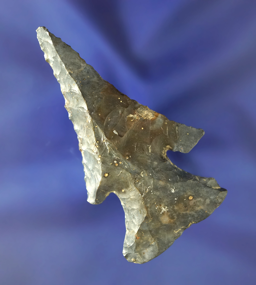 2 7/8" Archaic Bevel made from patinated Upper Mercer Flint and found in Ashland Co., Ohio.