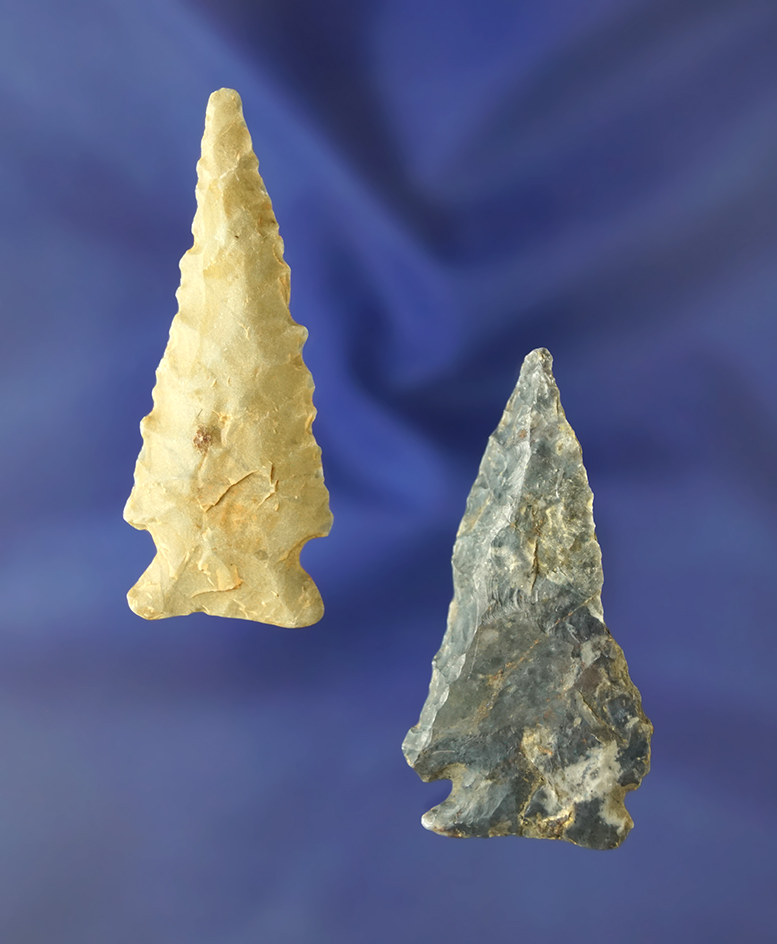 2 Corner Notch Points- one is  Micronotch.  Largest is 2 3/16".  Ex. Prof. Honeywell.