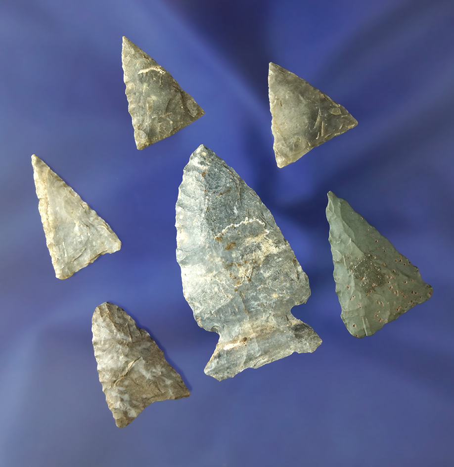 Set 5 Ohio Triangle points and a Cornernotch, largest is 1 3/4".