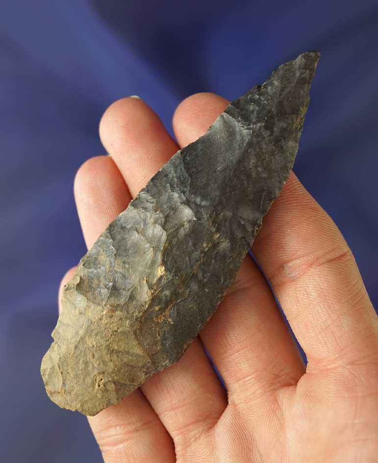 3 3/4" Coshocton Flint Stemmed Knife made from nicely mottled material found in Ohio.