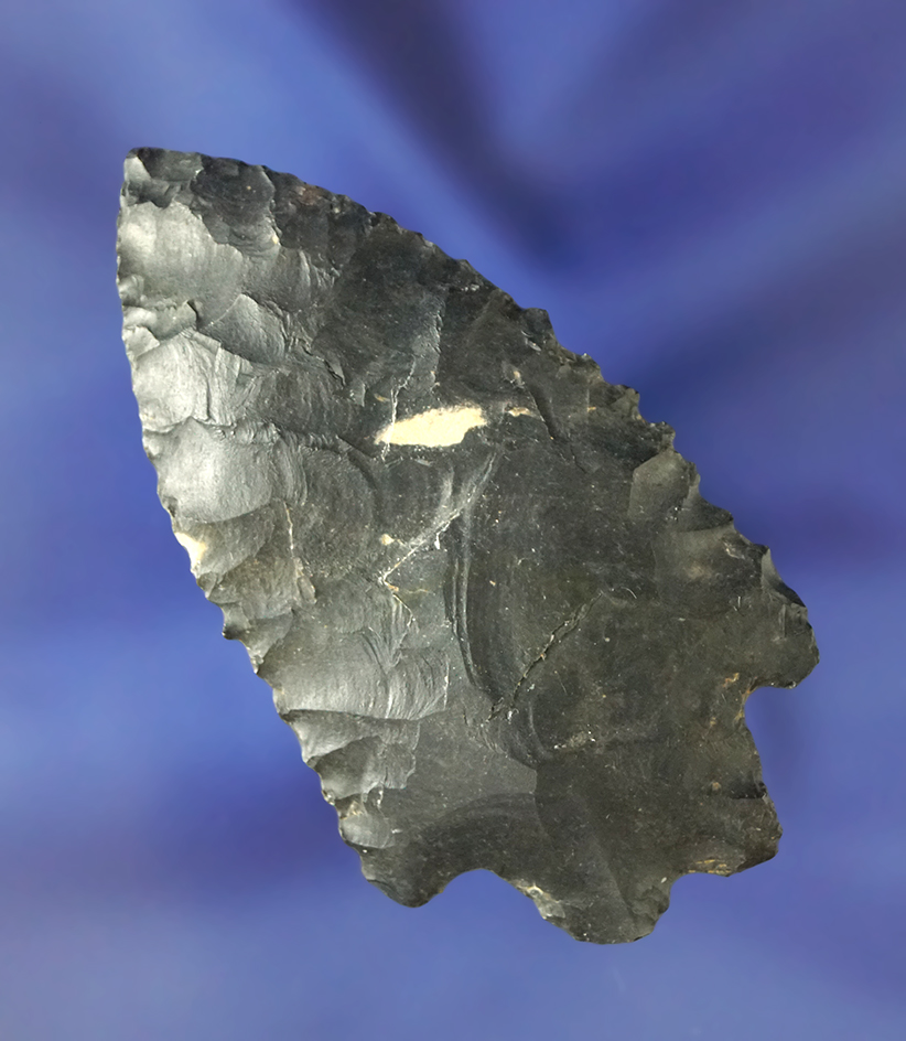 2 1/2" Transitional Paleo Point made from Upper Mercer Flint and found in Richland Co., Ohio.