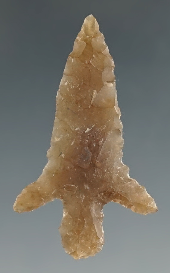 Excellent flaking and style on this 1 1/2" Bonham point found in Texas.