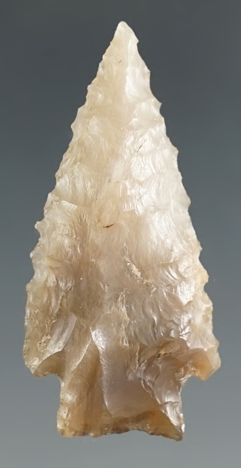 Beautifully made 1 7/16" stemmed Gem point that is semi-translucent - Wakemap mound, WA.