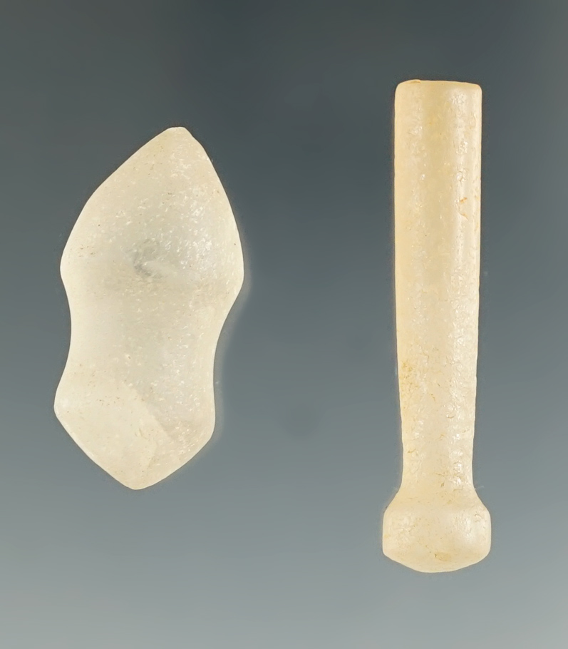 Pair of facial ornaments, lip/earplugs found in the Sahara desert region. Largest is 1 1/2".