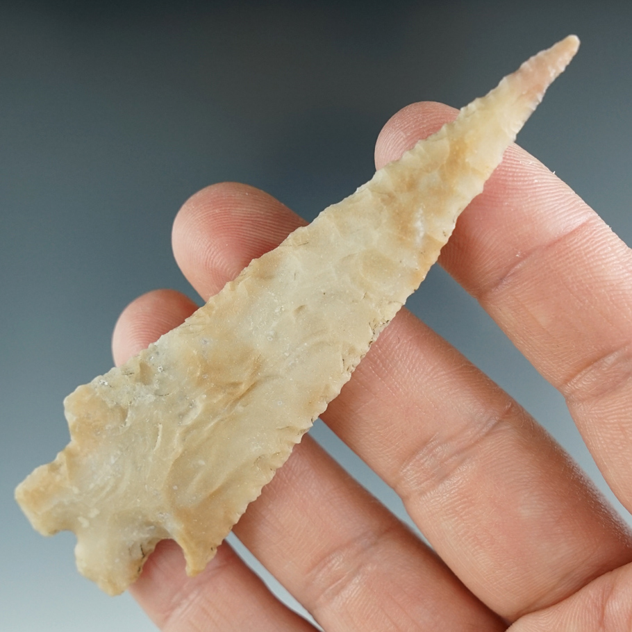 3 5/8" Montell made from mottled flint, found in Coryell Co., Texas. Bennett and Rogers COA's.