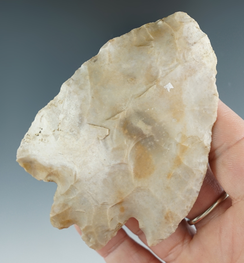 3 1/2" Pedernales made from tan flint. Found in Comfort, Texas. Comes with a Bennett COA.