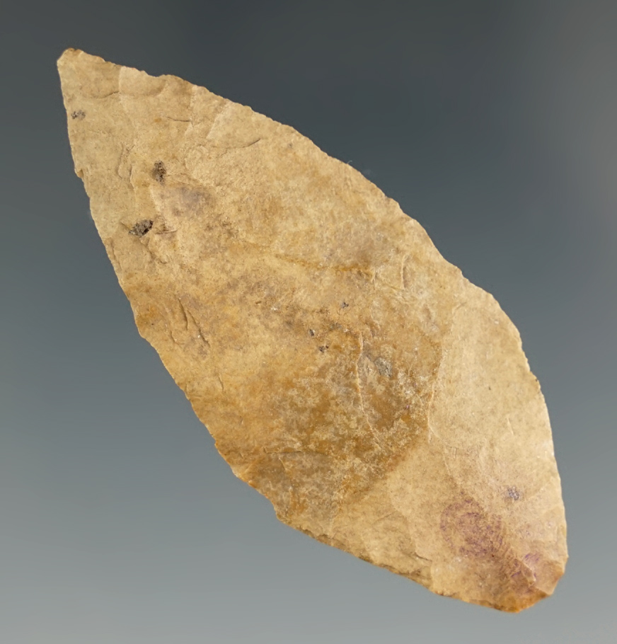 2 3/8" Zella point made from Edwards Chert, found in Central Texas. Comes with a Perino COA.