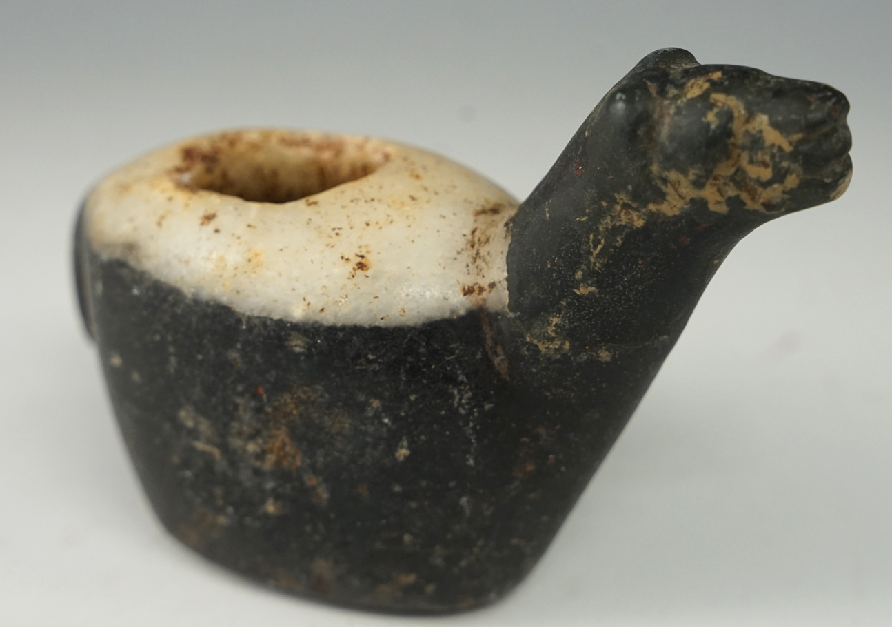 4 3/16" long Llama Canopa made from a nice black and white bi-colored material. Found in Peru.