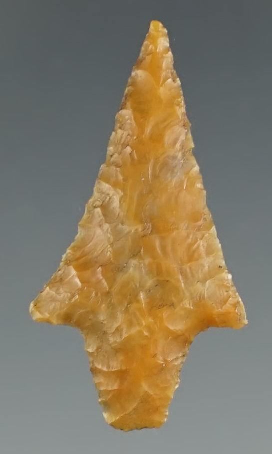 1 1/4" Rabbit Island Dart made from semi-translucent Agate. Found in Washington. Ex. Dick Johnson